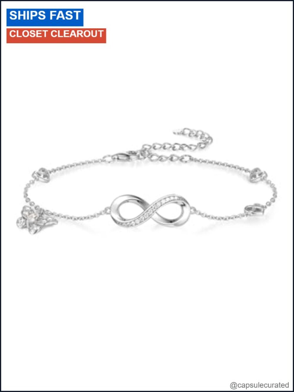 Moissanite Infinity Butterfly Chain Bracelet 925 Sterling Silver